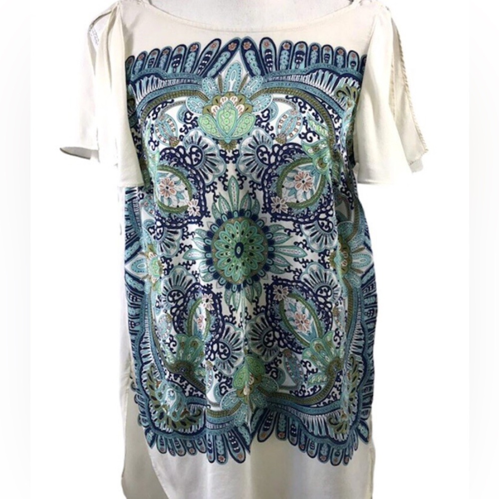 Maeve Blue and Cream Tunic Top